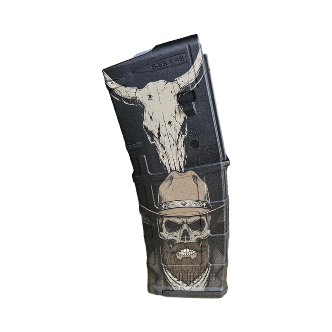 Texas Cowboy Skull MAG design preview, pmag designs