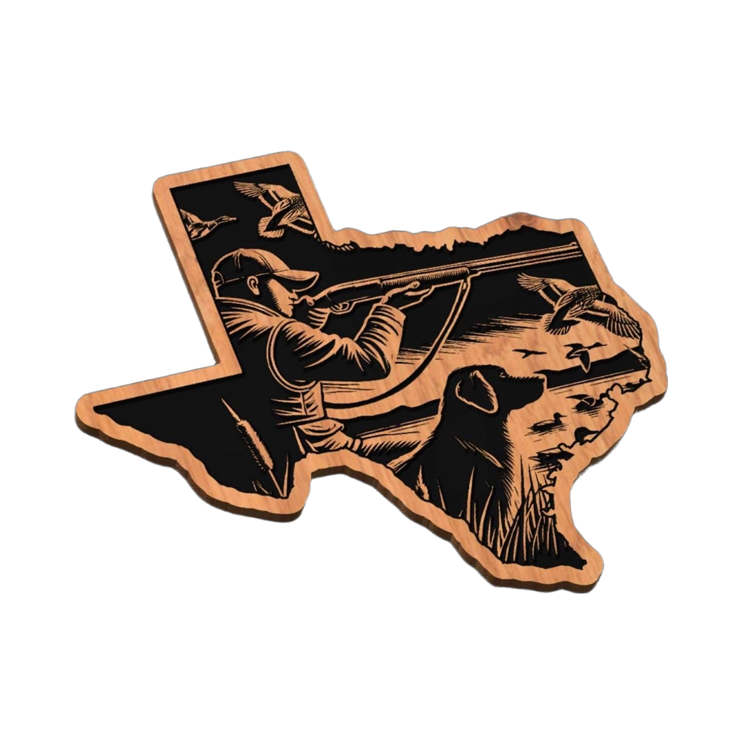 Texas Duck Hunting SVG file for laser cutting and CNC routing, LightBurn and Vectric ready