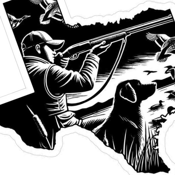 Texas Duck Hunting detail view, ready for laser cutting and CNC routing