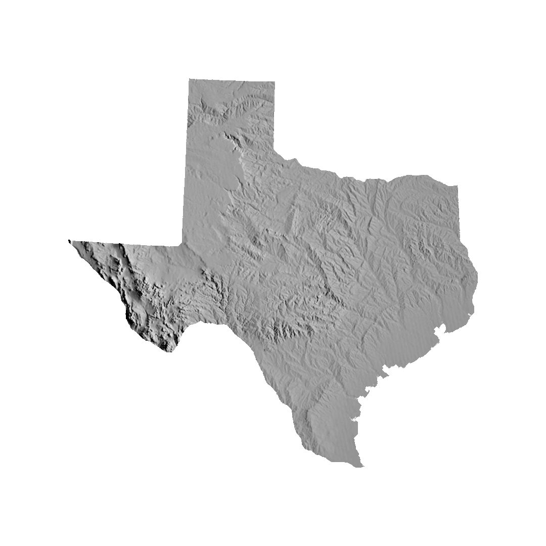Texas Terrain Map STL file for 3D printing and CNC routing, LightBurn and Vectric ready