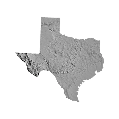 Texas Terrain Map STL file for 3D printing and CNC routing, LightBurn and Vectric ready