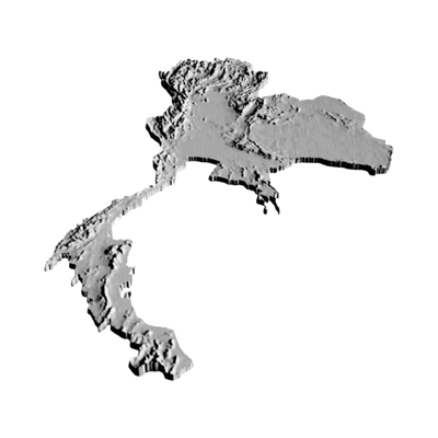 Thailand Terrain Map detail view, ready for 3D printing and CNC routing