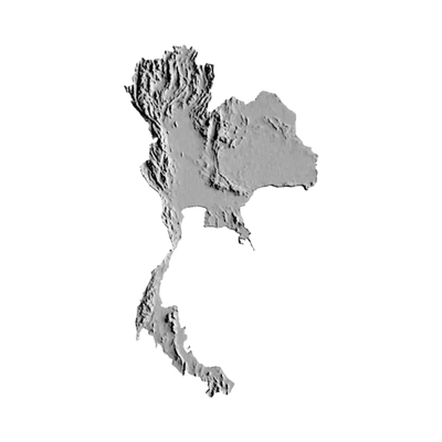 Thailand Terrain Map STL file for 3D printing and CNC routing, LightBurn and Vectric ready