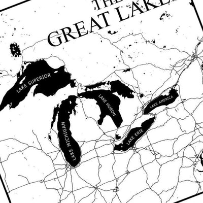 The Great Lakes Map - Ontario/America detail view, ready for digital crafting