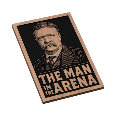 The Man in the Arena detail view, ready for laser cutting and CNC routing
