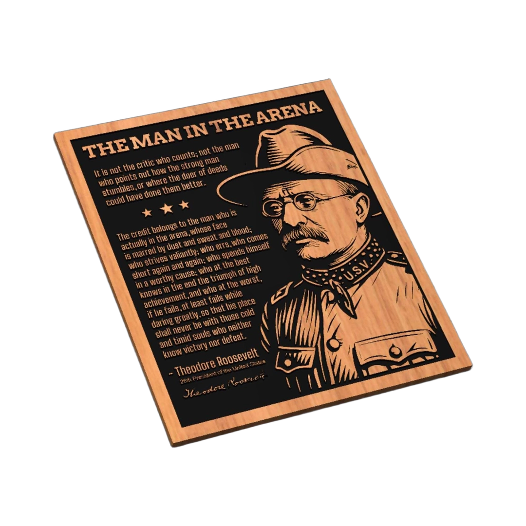 The Man in the Arena Portrait SVG file for laser cutting and CNC routing, LightBurn and Vectric ready