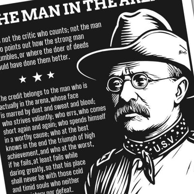 The Man in the Arena Portrait design preview, operations & history