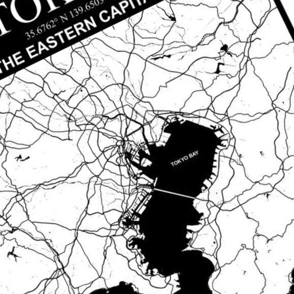 Tokyo, Japan City Map detail view, ready for laser cutting and CNC routing