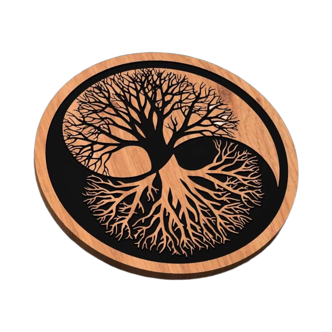 Tree of Life Yin Yang SVG file for laser cutting and CNC routing, LightBurn and Vectric ready