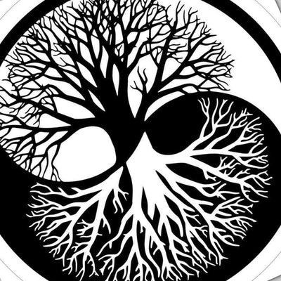 Tree of Life Yin Yang detail view, ready for laser cutting and CNC routing