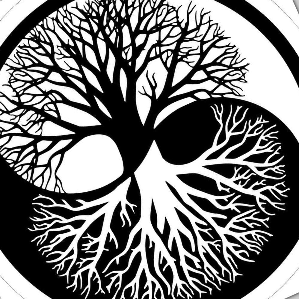 Tree of Life Yin Yang detail view, ready for laser cutting and CNC routing