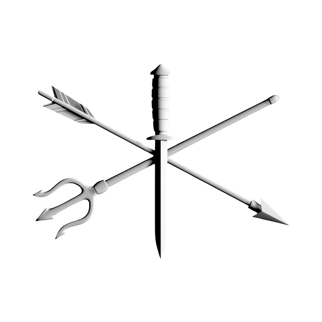 Trident, Arrow & Sword STL file for 3D printing and CNC routing, LightBurn and Vectric ready