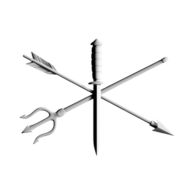 Trident, Arrow & Sword STL file for 3D printing and CNC routing, LightBurn and Vectric ready