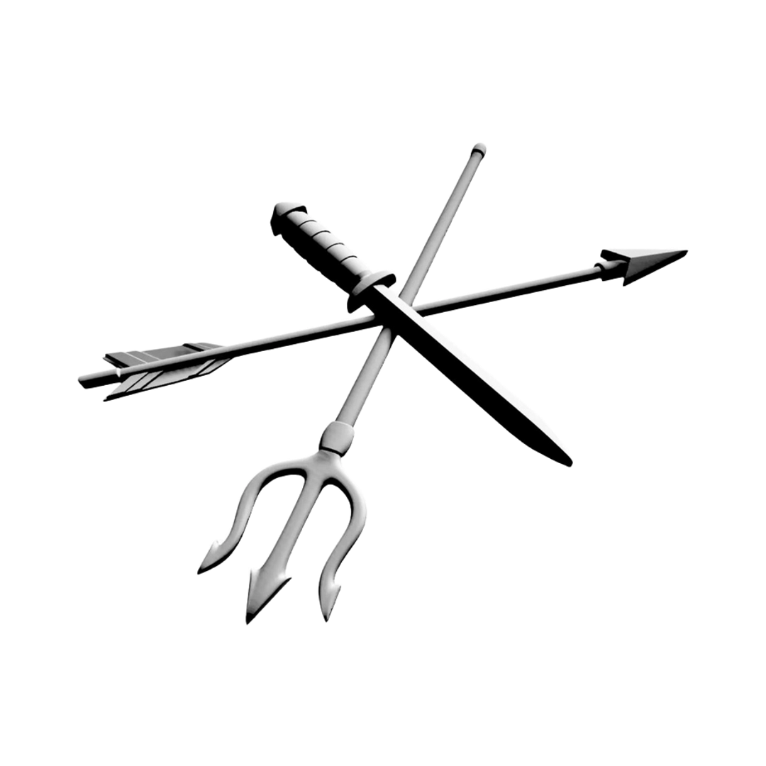 Trident, Arrow & Sword design preview, fantasy & mythology