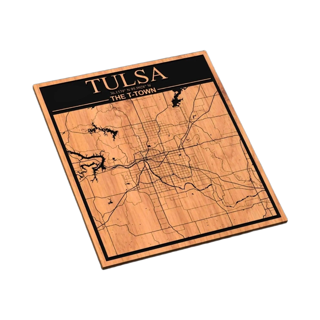 Tulsa, Oklahoma City Map SVG file for laser cutting and CNC routing, LightBurn and Vectric ready