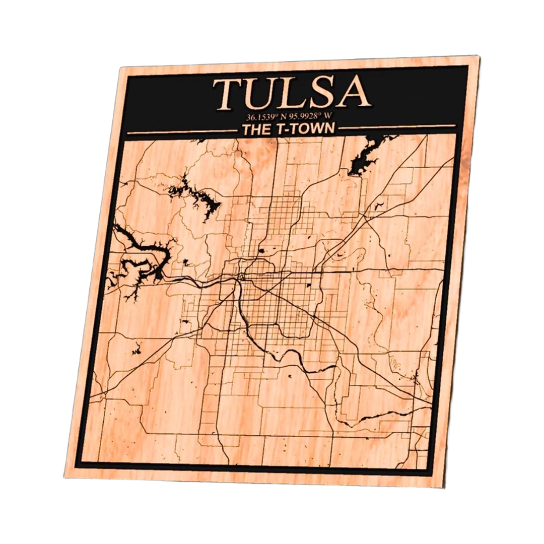 Tulsa, Oklahoma City Map design preview, us states