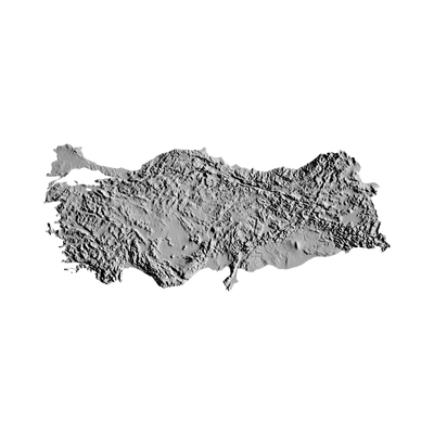 Turkey Terrain Map STL file for 3D printing and CNC routing, LightBurn and Vectric ready