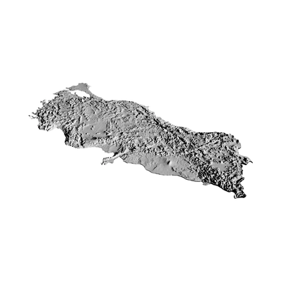 Turkey Terrain Map detail view, ready for 3D printing and CNC routing