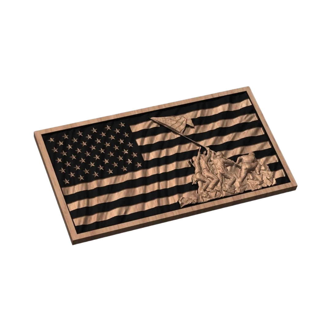 U.S. Marines Iwo Jima Flag/ STL file for 3D printing and CNC routing, LightBurn and Vectric ready