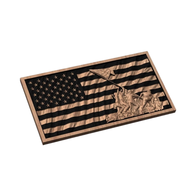 U.S. Marines Iwo Jima Flag/ STL file for 3D printing and CNC routing, LightBurn and Vectric ready