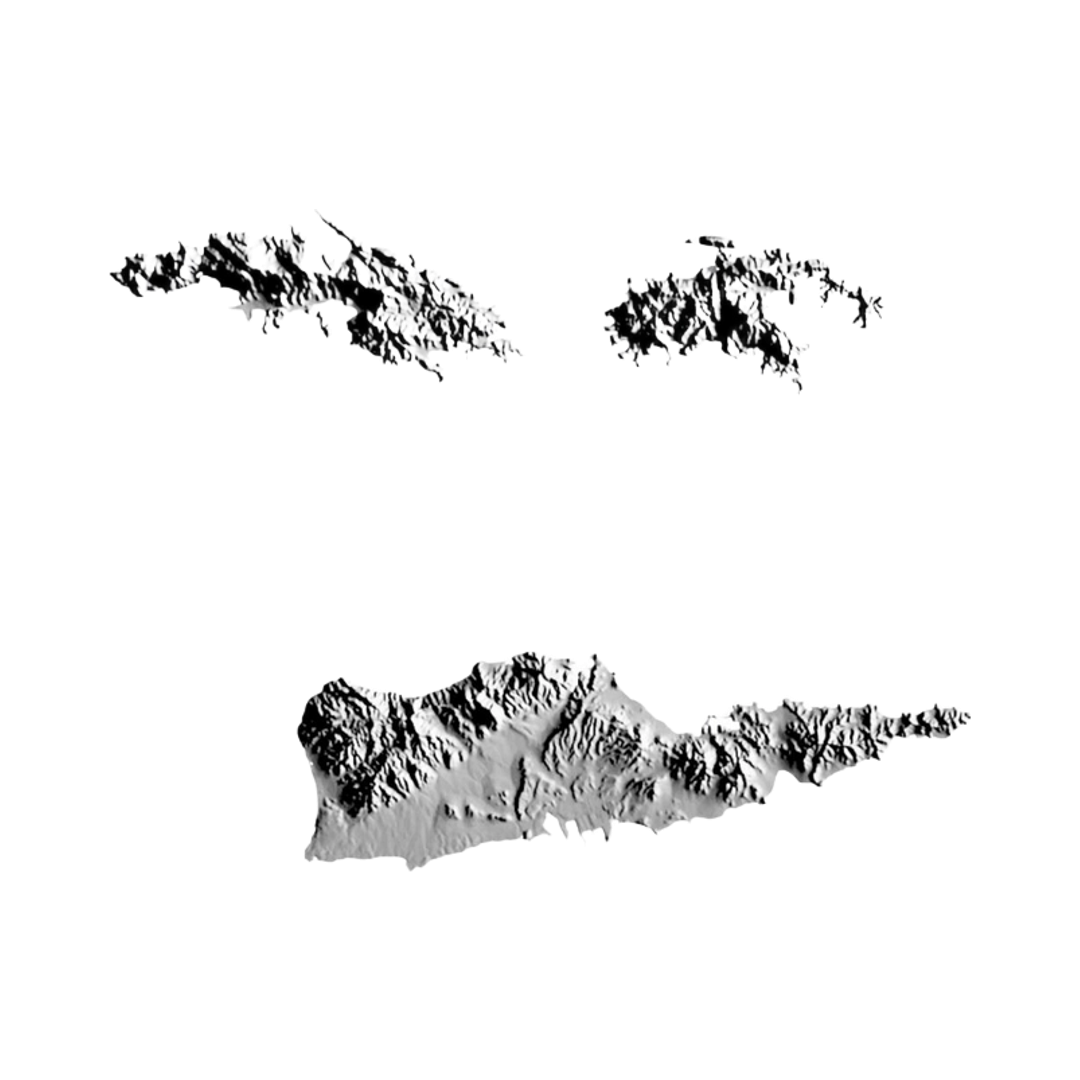 U.S. Virgin Islands Terrain Map STL file for 3D printing and CNC routing, LightBurn and Vectric ready