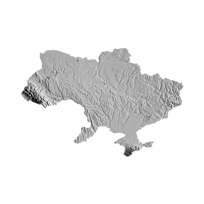 Ukraine Terrain Map STL file for 3D printing and CNC routing, LightBurn and Vectric ready