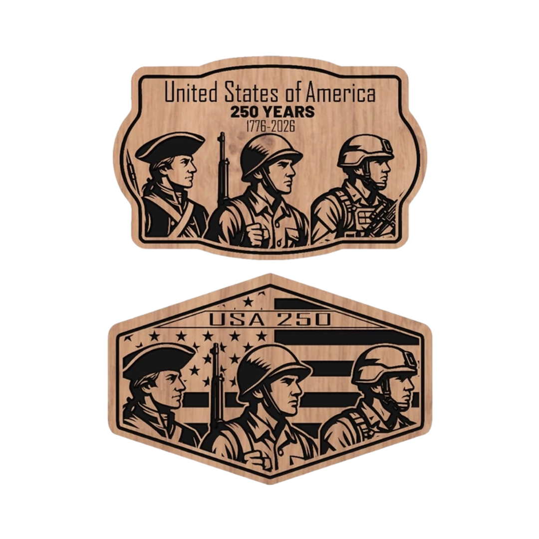 United States 250th Anniversary detail view, ready for laser cutting and CNC routing