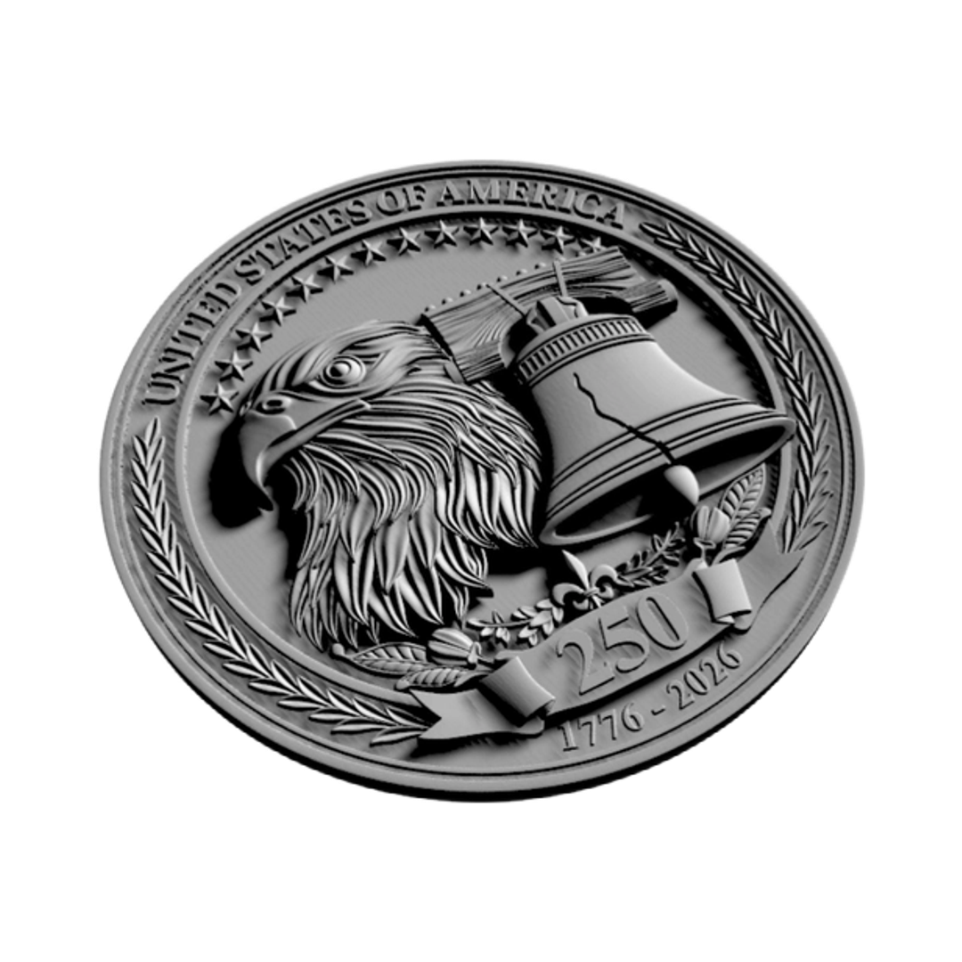 United States 250th Anniversary detail view, ready for 3D printing and CNC routing