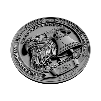 United States 250th Anniversary detail view, ready for 3D printing and CNC routing