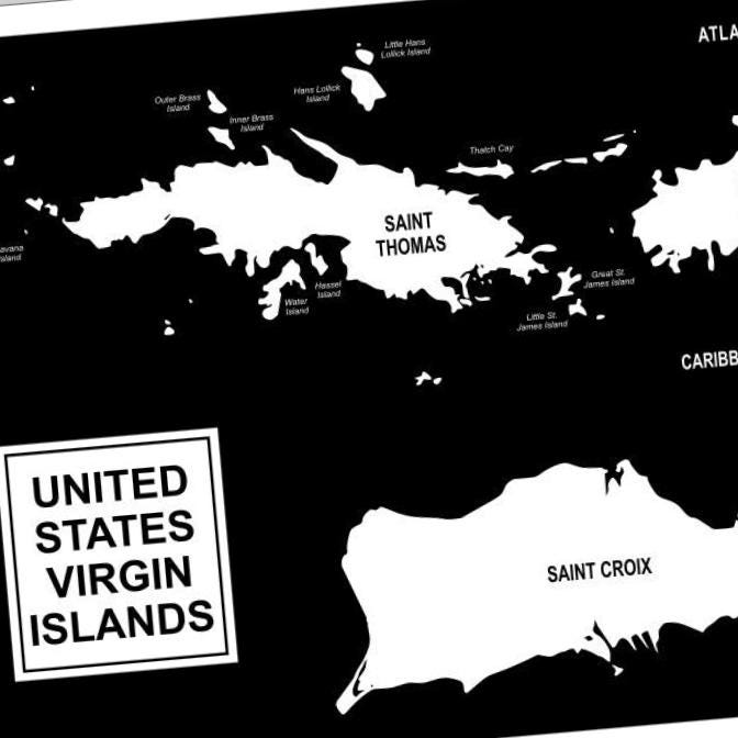 United States Virgin Islands Map detail view, ready for laser cutting and CNC routing