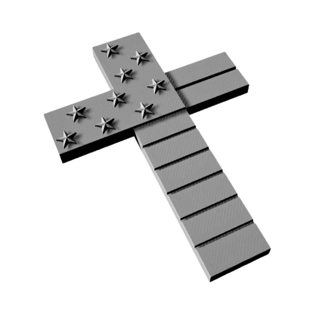 USA Cross Flag detail view, ready for 3D printing and CNC routing