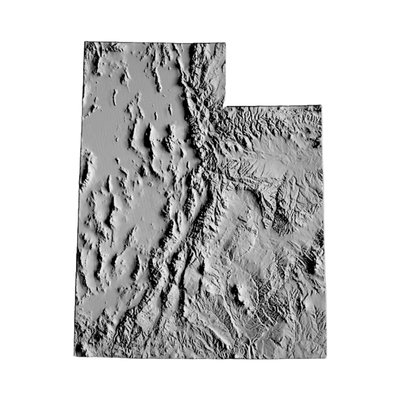 Utah Terrain Map STL file for 3D printing and CNC routing, LightBurn and Vectric ready