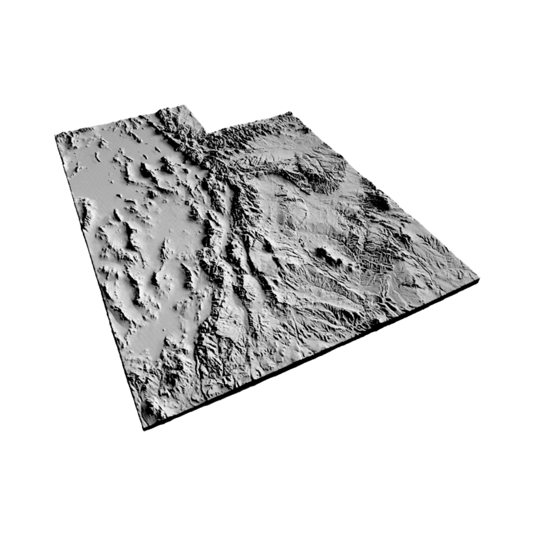 Utah Terrain Map detail view, ready for 3D printing and CNC routing