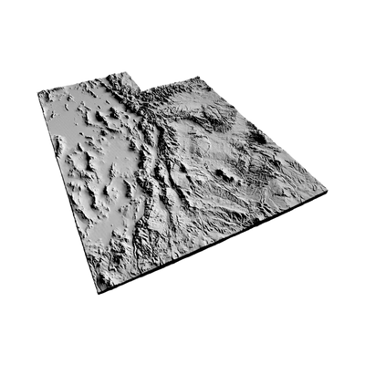 Utah Terrain Map detail view, ready for 3D printing and CNC routing