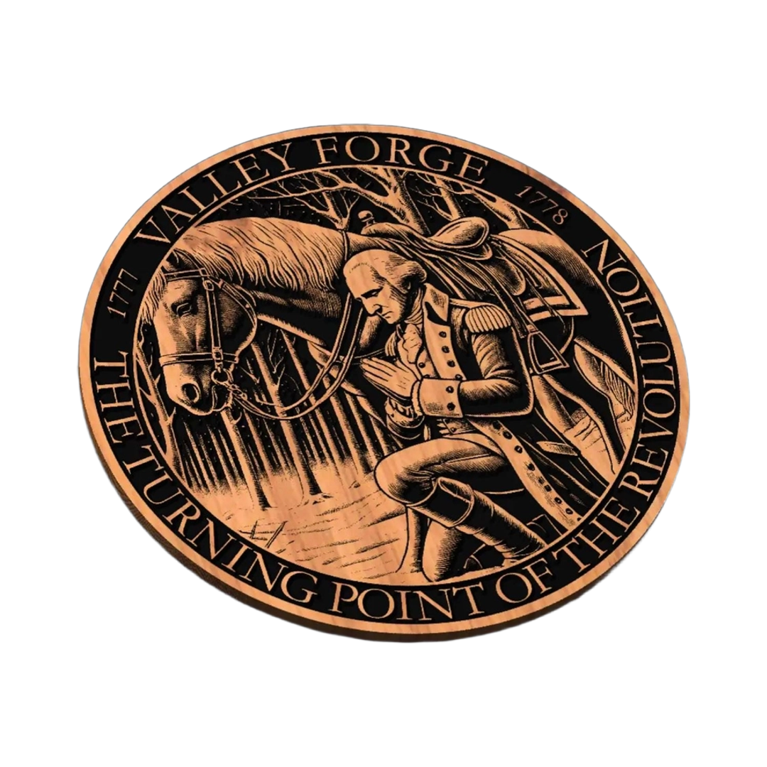 Valley Forge George Washington SVG file for laser cutting and CNC routing, LightBurn and Vectric ready