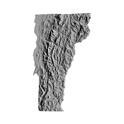 Vermont Terrain Map STL file for 3D printing and CNC routing, LightBurn and Vectric ready