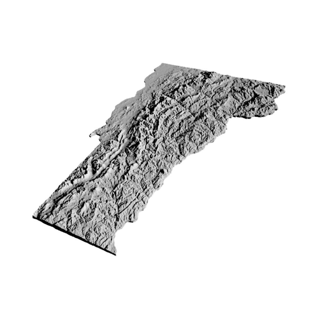 Vermont Terrain Map design preview, us states