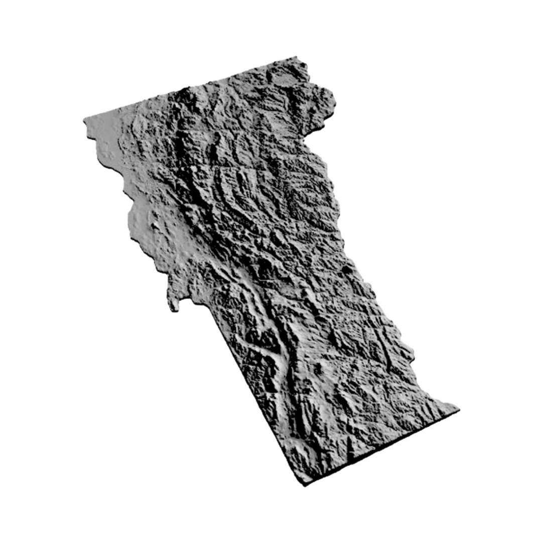 Vermont Terrain Map detail view, ready for 3D printing and CNC routing