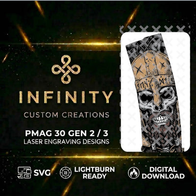 Viking Skull MAG  Fiber Laser Engraving File SVG file for digital crafting, LightBurn and Vectric ready