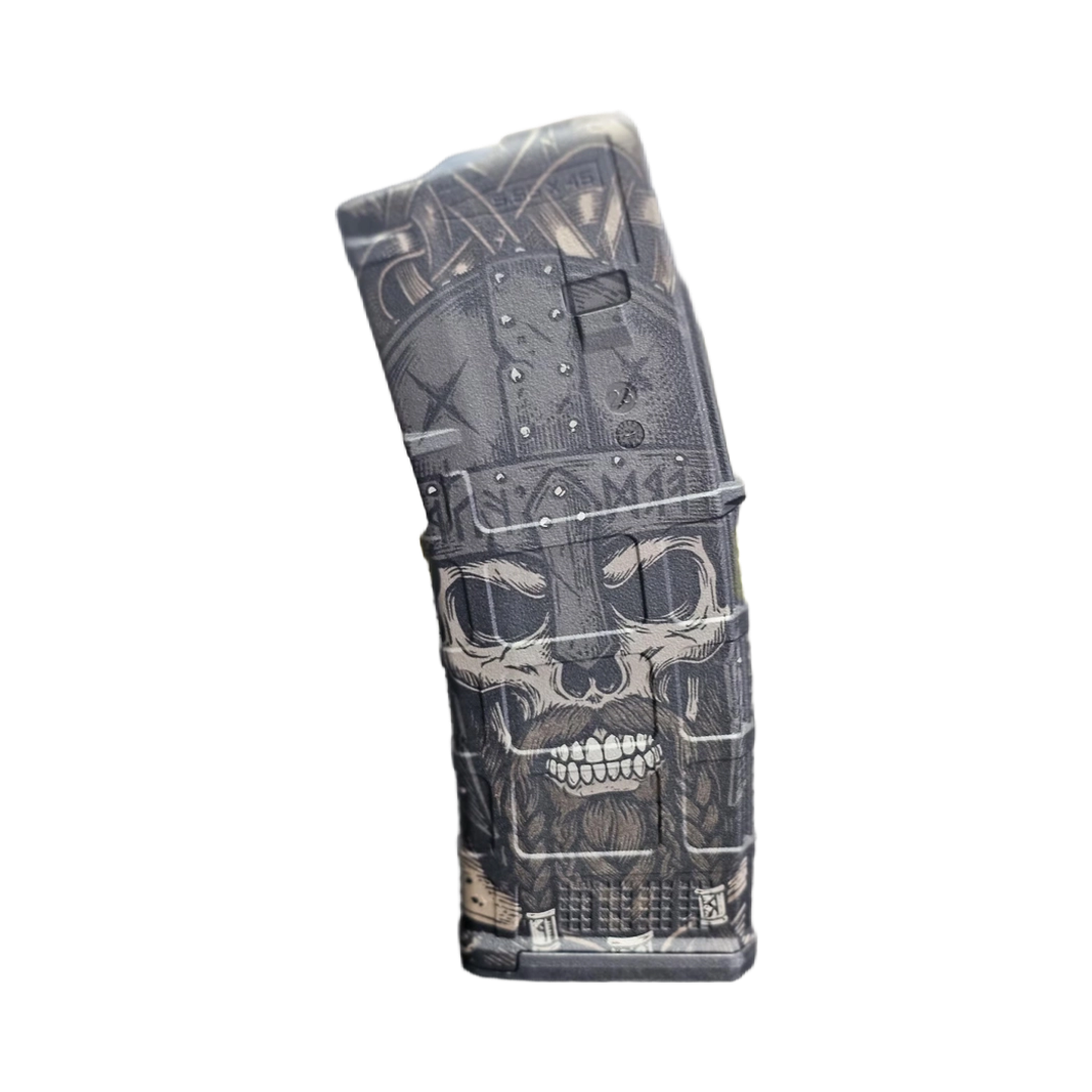 Viking Skull MAG  Fiber Laser Engraving File design preview, pmag designs