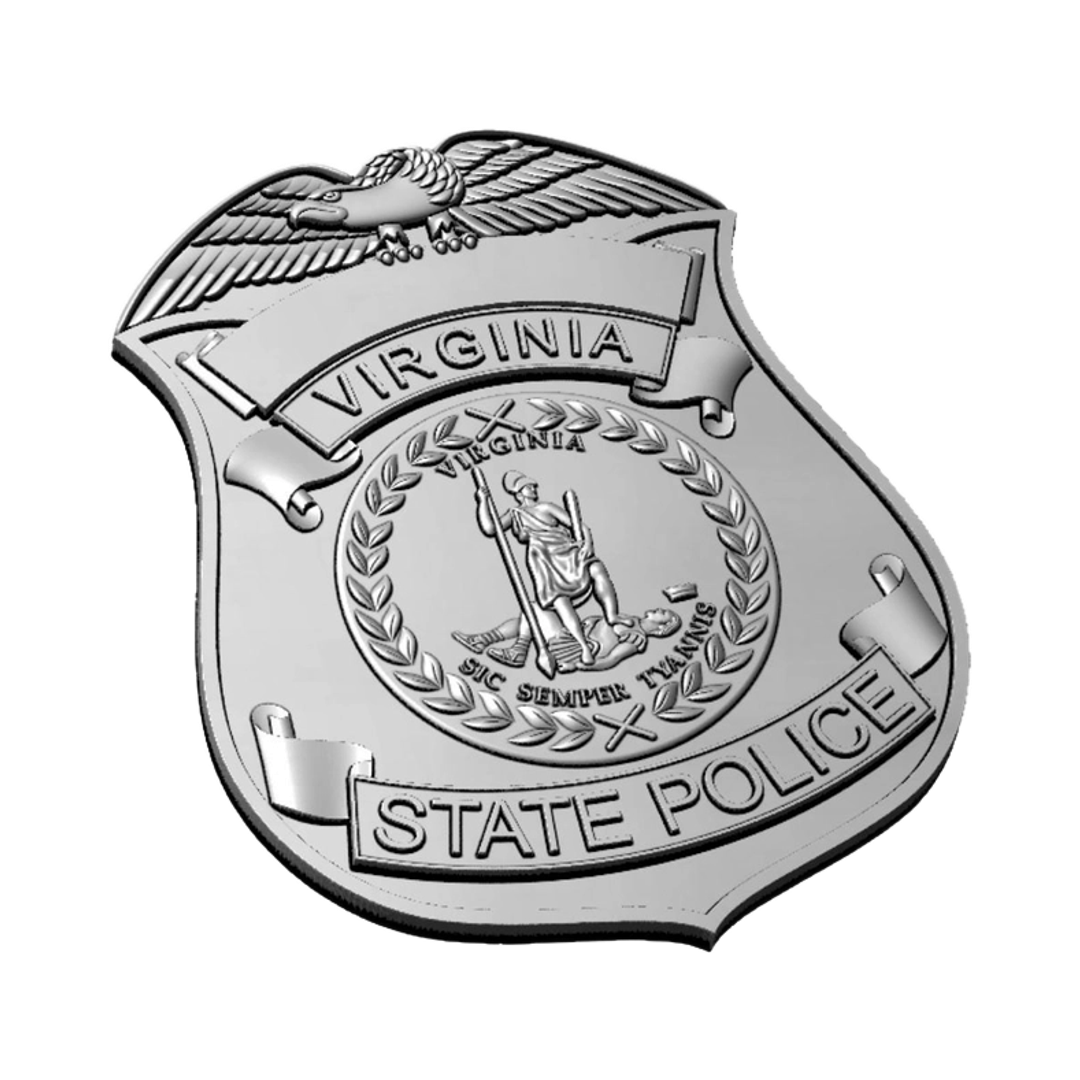 Virginia State Police Badge detail view, ready for 3D printing and CNC routing