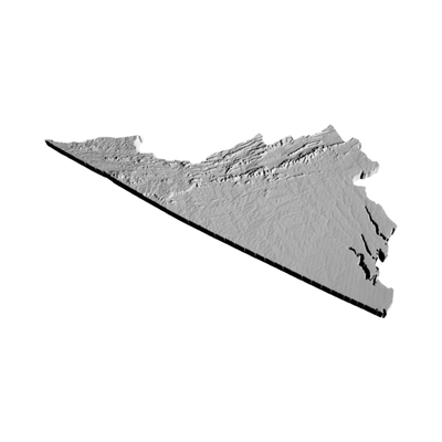 Virginia Terrain Map design preview, countries & world