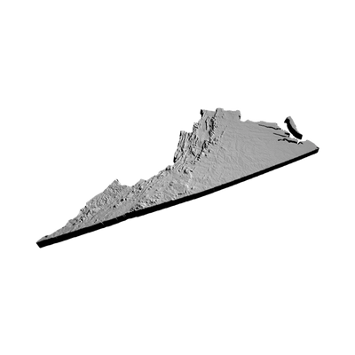 Virginia Terrain Map detail view, ready for 3D printing and CNC routing