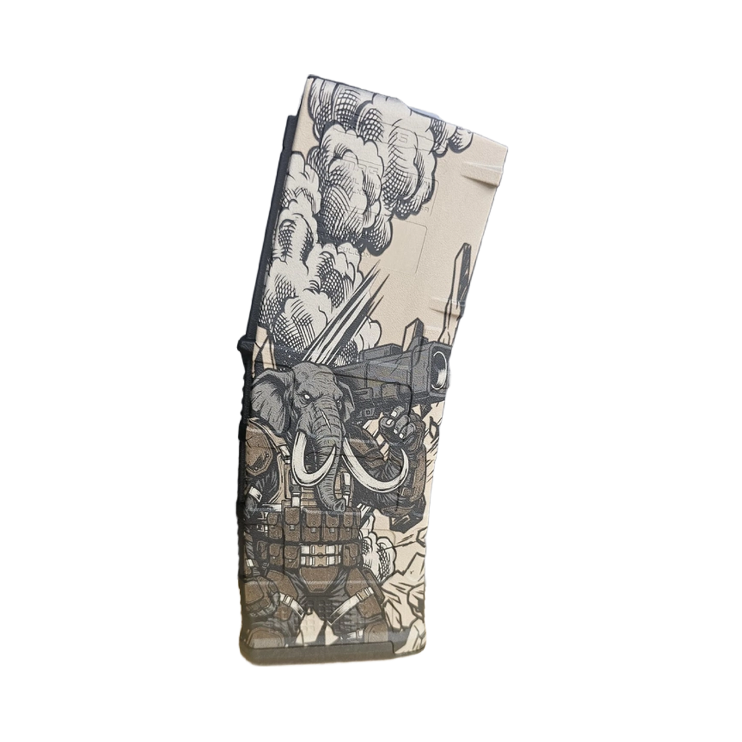 War Elephant MAG Laser Engraving detail view, ready for digital crafting