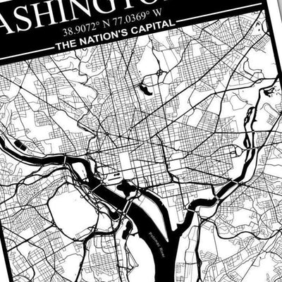 Washington D.C. City Map detail view, ready for laser cutting and CNC routing