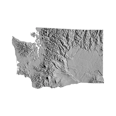 Washington Terrain Map STL file for 3D printing and CNC routing, LightBurn and Vectric ready
