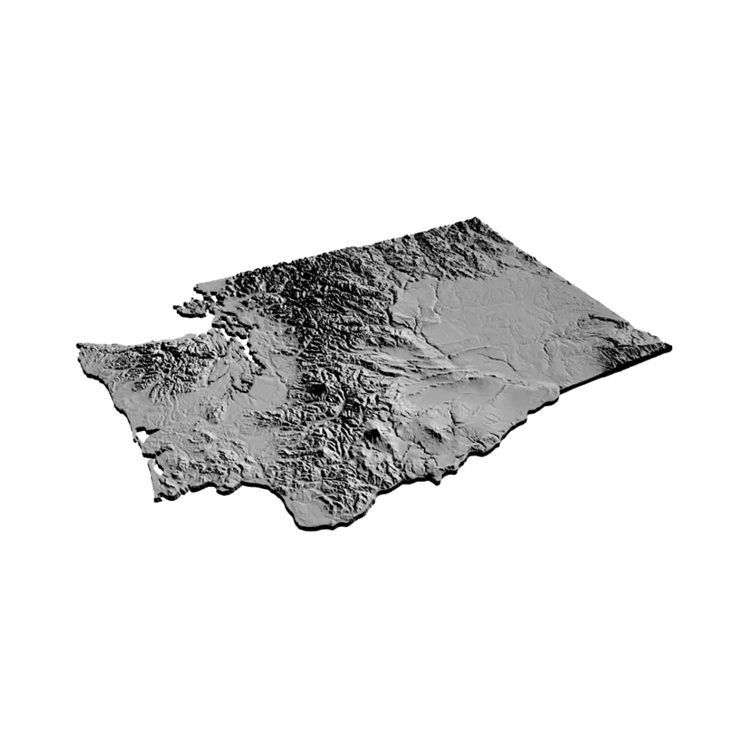 Washington Terrain Map design preview, countries & world