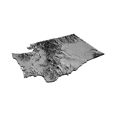 Washington Terrain Map design preview, countries & world