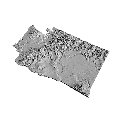Washington Terrain Map detail view, ready for 3D printing and CNC routing