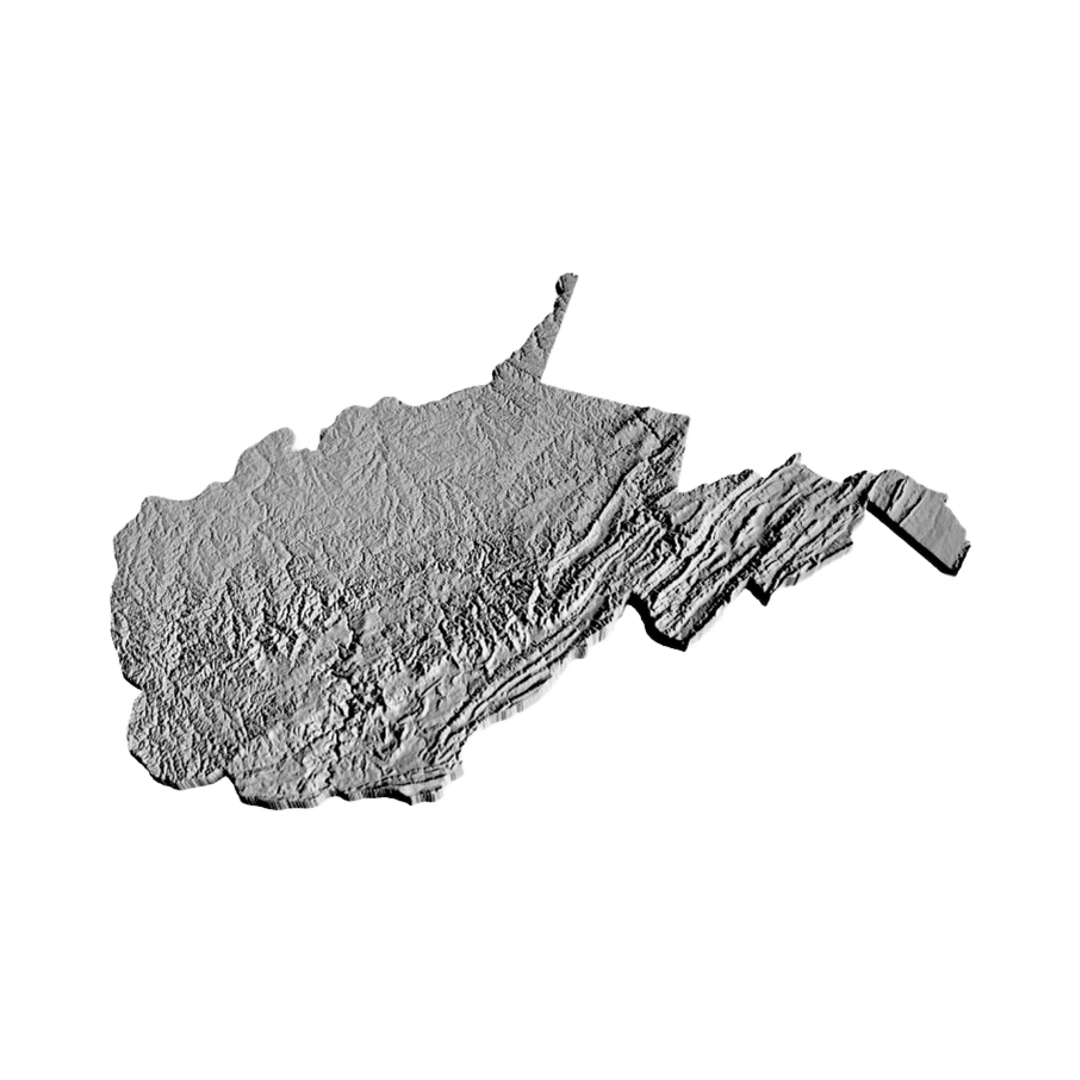 West Virginia Terrain Map design preview, countries & world